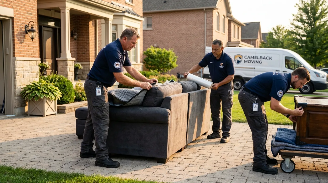 Large estate moving crew wrapping furniture in Belmar, NJ