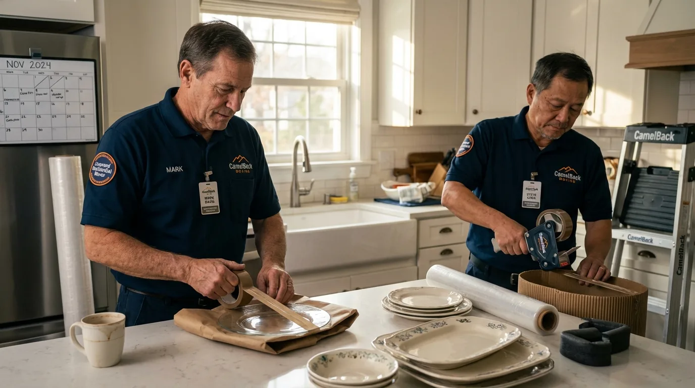 Professional crew packing kitchen dishware in Belmar, NJ